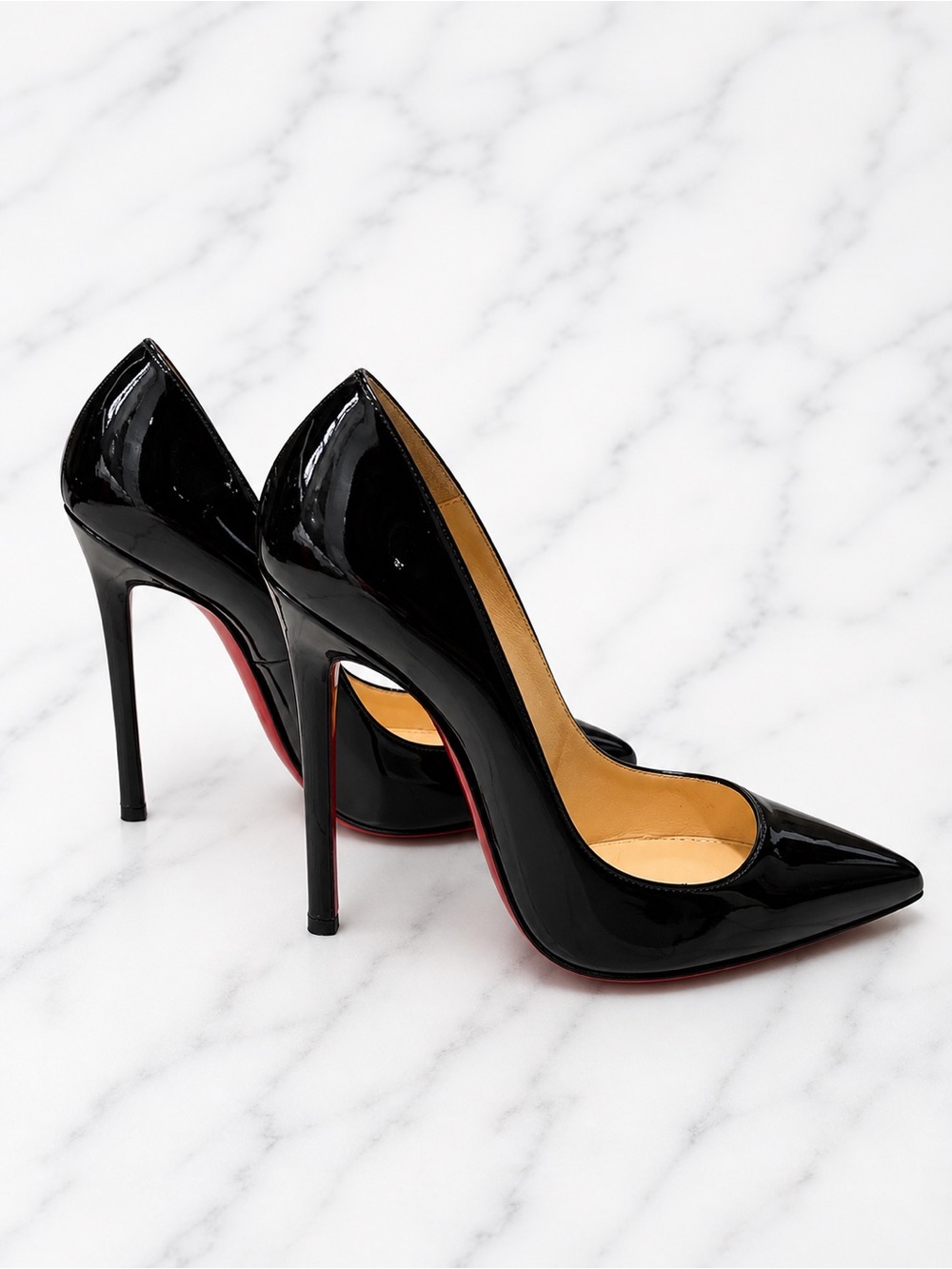 Christian Louboutin Pigalle Black Patent Leather Pointed-Toe Stilettos Heels 37 - Picture 9 of 15